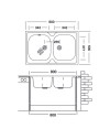 Lavello cucina acciaio appoggio 80x50 cm due vasche N214