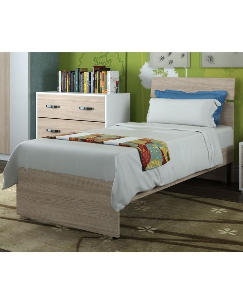 Letto singolo in legno colore olmo
