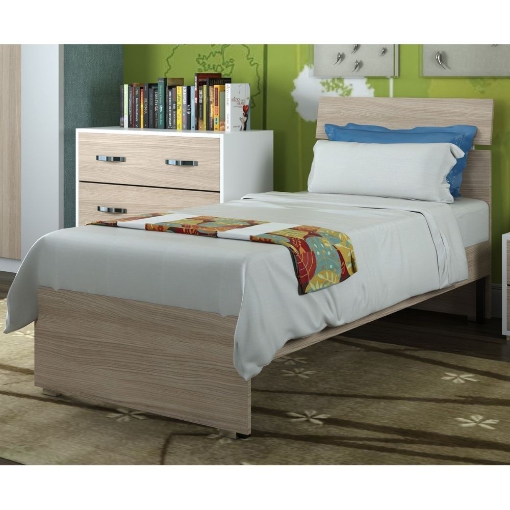 Letto singolo in legno colore olmo