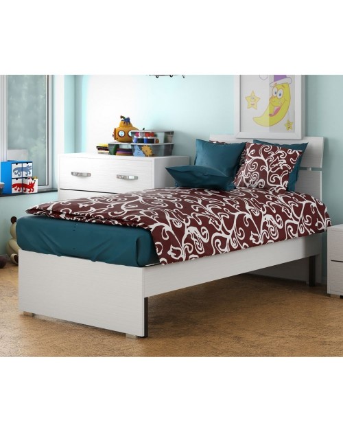 Letto singolo in legno colore bianco frassinato