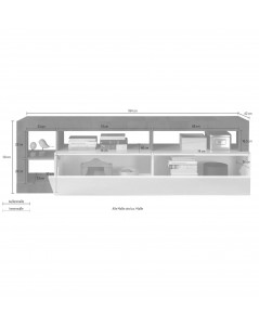 Mobile porta Tv Mogol 184x42x58H colore bianco lucido pero