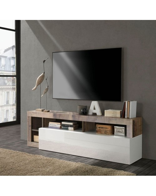 Mobile porta Tv Mogol 184x42x58H colore bianco lucido pero