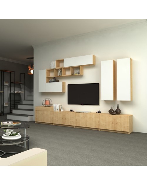 Parete attrezzata 280 cm Domino colore bianco rovere