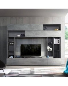 Parete Attrezzata Boran Colore Grigio Ossido e Beton Prezzo