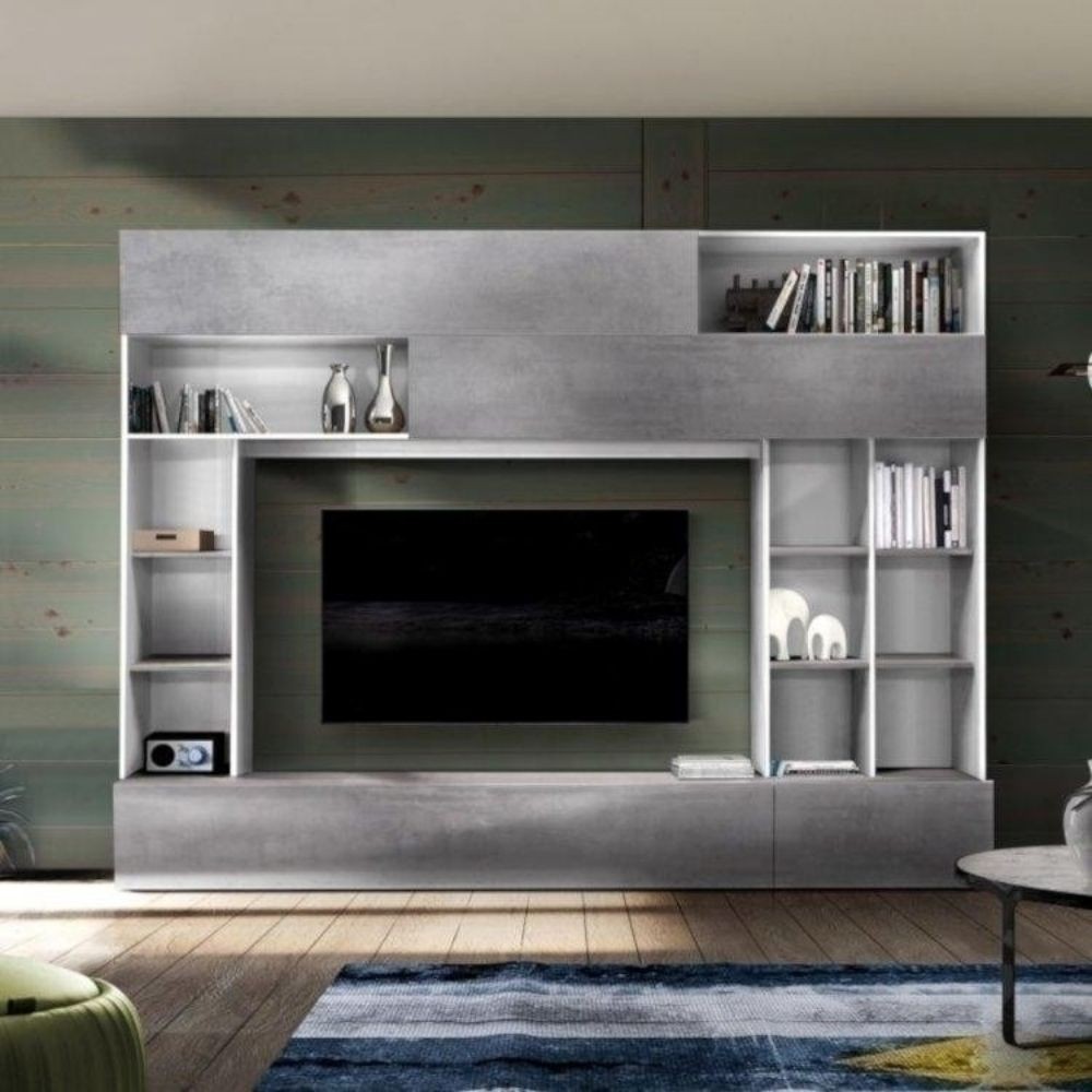 Parete attrezzata Boran colore bianco beton