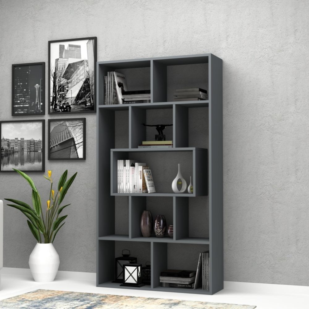 Libreria Face 90x30x170H cm. colore grigio cemento