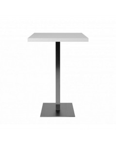 Tavolo Alto Quadrato 70x70x105 h cm Piano Bianco e Base Cromo