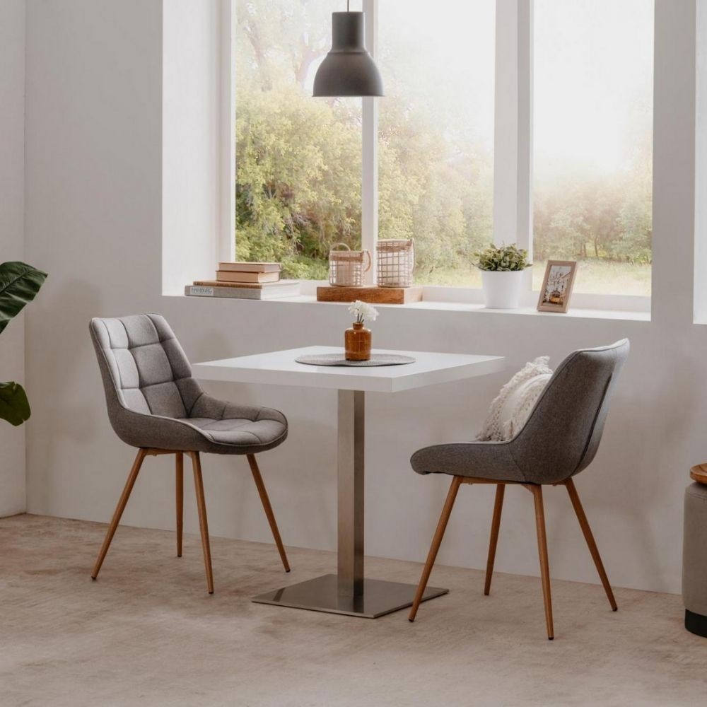 Tavolo Quadrato 70x70x75 h cm piano bianco e base cromo
