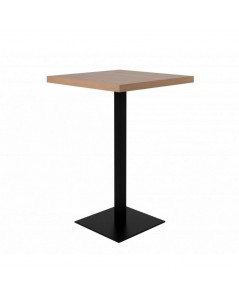 Tavolo Alto Quadrato 70x70x105 h cm Piano Rovere e Base Nera
