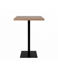 Tavolo Alto Quadrato 70x70x105 h cm Piano Rovere e Base Nera