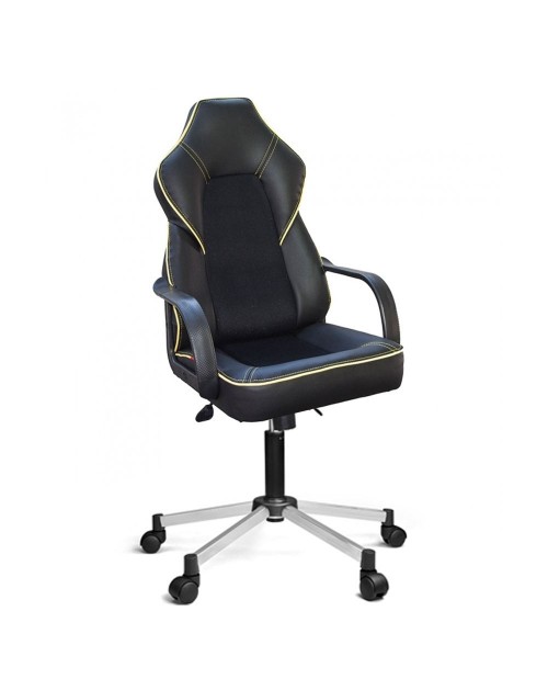 Poltrona ufficio gaming Lidya colore nero con bordino giallo