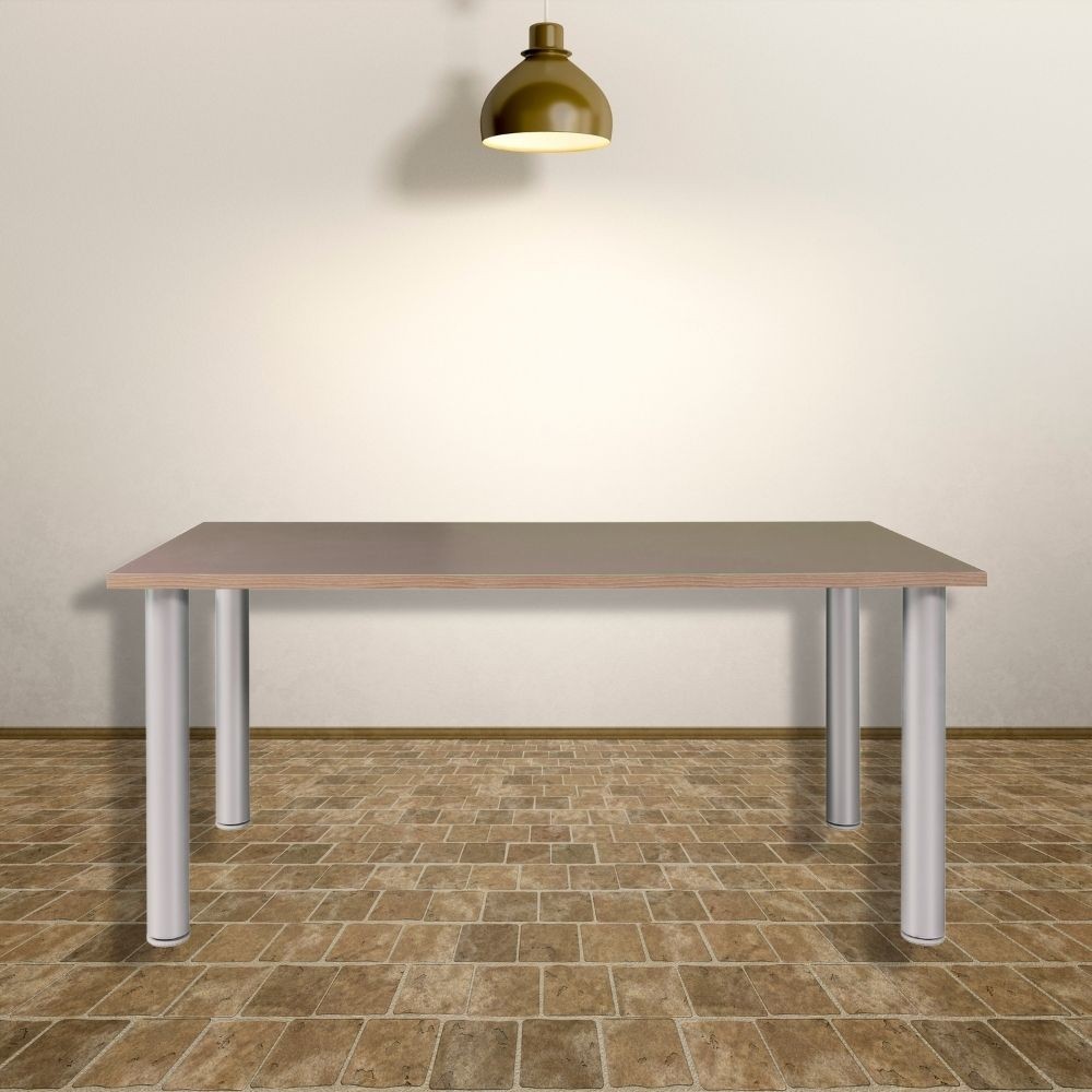Tavolo rettangolare rovere gambe tonde alluminio 180x100 cm Manila