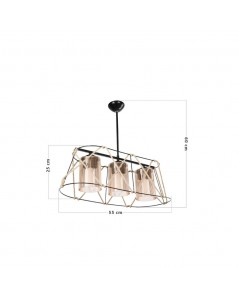 Lampada a Sospensione 3 luci metallo nero e corda Gezegen ASZ0986