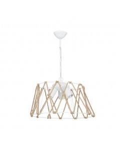 Lampada a sospensione 3 luci metallo e corda Evren ASZ1030 colore bianco