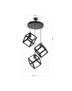 Lampada a Sospensione 3 cubi Agatha MDL3790 colore nero