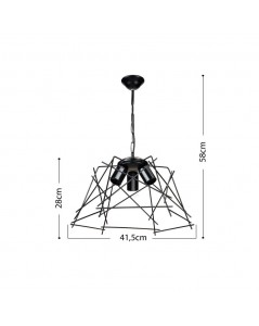 Lampada a Sospensione 3 Luci in Metallo Nero Asimmetrico Tena Prezzo