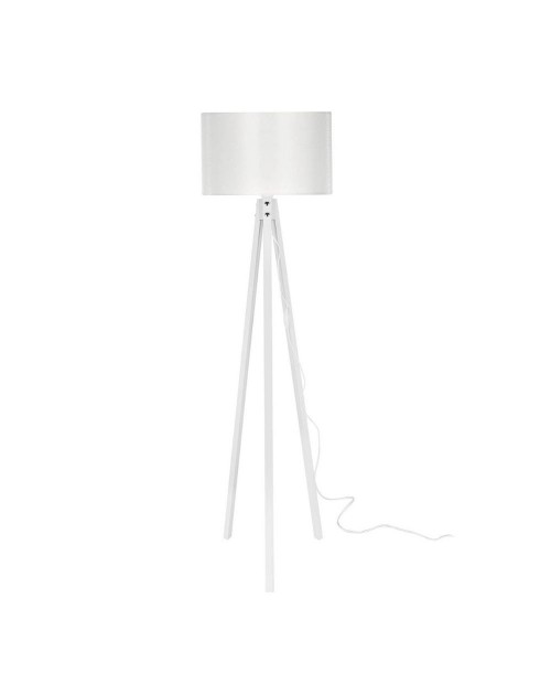 Lampada da terra treppiede legno e paralume tessuto bianco Rodi ASZ1233