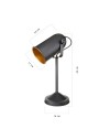 Lampada da tavolo orientabile metallo nero Tokyo MDL3636