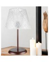 Lampada da tavolo in metallo e paralume tessuto ricamo Elva MNG3065