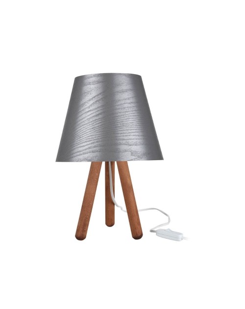 Lampada da tavolo treppiede legno e paralume grigio Pino ASZ1453