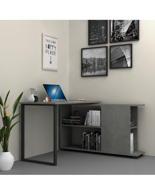 Scrivania con libreria Oslo 120x60 cm. colore cemento