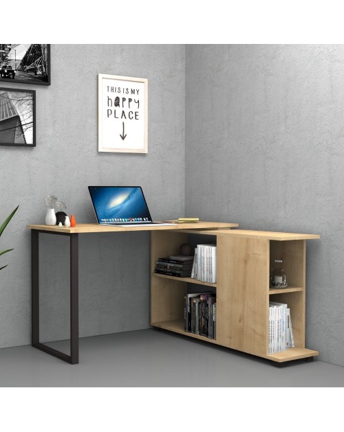 Scrivania con libreria Oslo 120x60 cm colore rovere