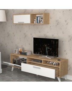 Mobile porta Tv 180x35x47h Slim D2306TV180M109 colore rovere bianco