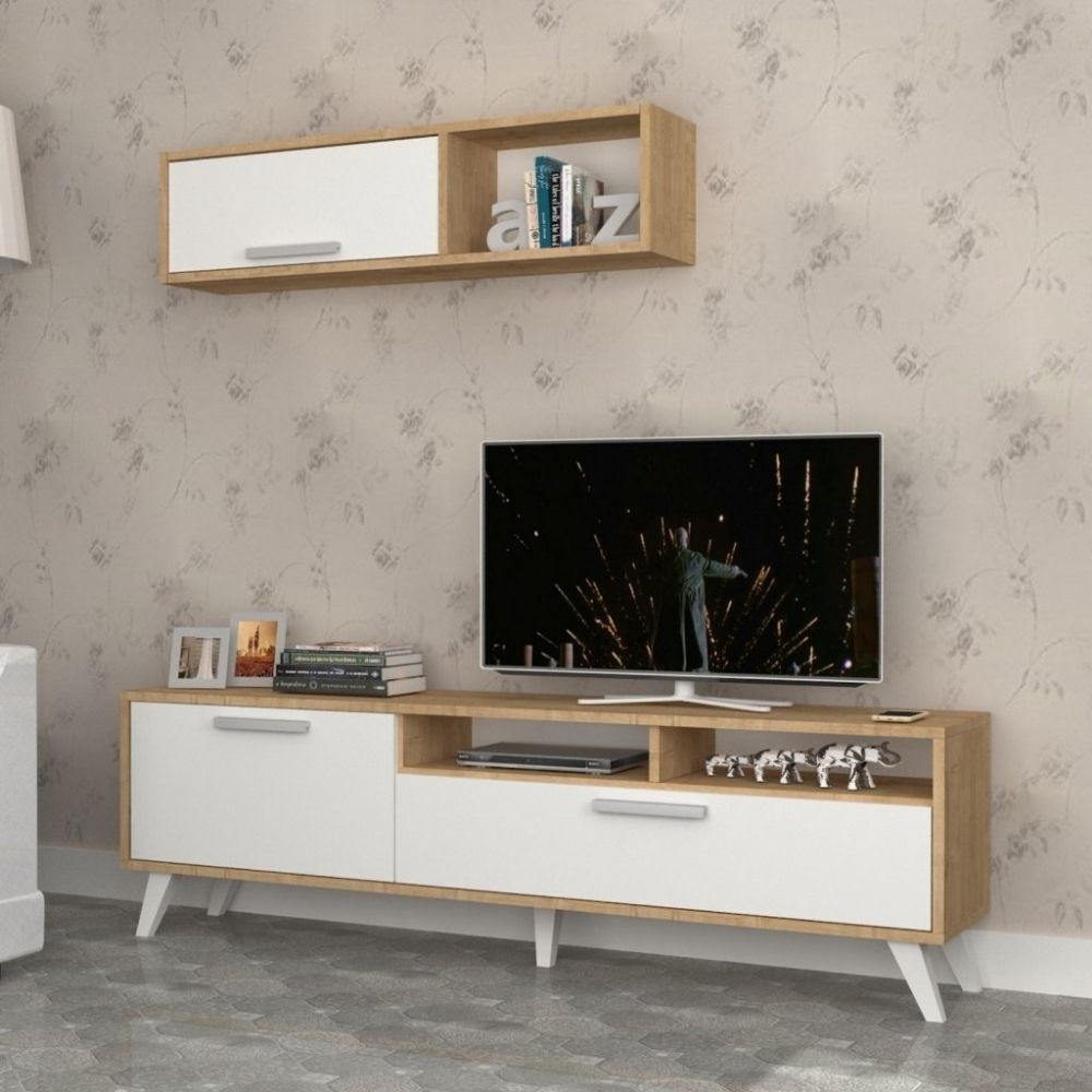 Mobile porta Tv 180x35x47h Slim D2306TV180M109 colore rovere bianco