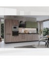 Cucina 360 cm con elettrodomestici Iris Lusso colore noce stelvio verde pesto
