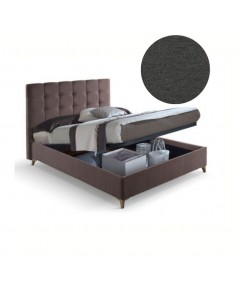 Letto matrimoniale contenitore tessuto grigio scuro Clup Monaco