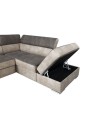 Divano angolare con pouff contenitore Gisella destro 285x238 beige tortora