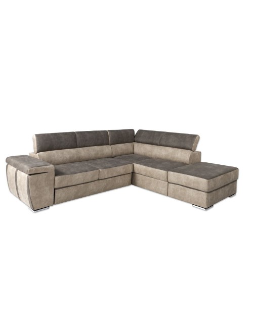 Divano angolare con pouff contenitore Gisella destro 285x238 beige tortora