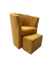Poltrona con pouf estraibile Djerba tessuto colore mango