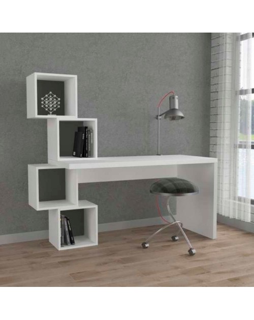 Scrivania con libreria bianca Balance 153,5x60x140