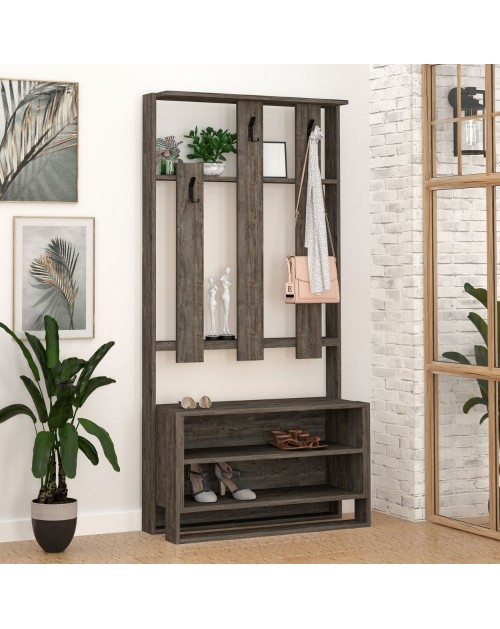 Mobile ingresso Chester 90x36x180 colore dark coffe