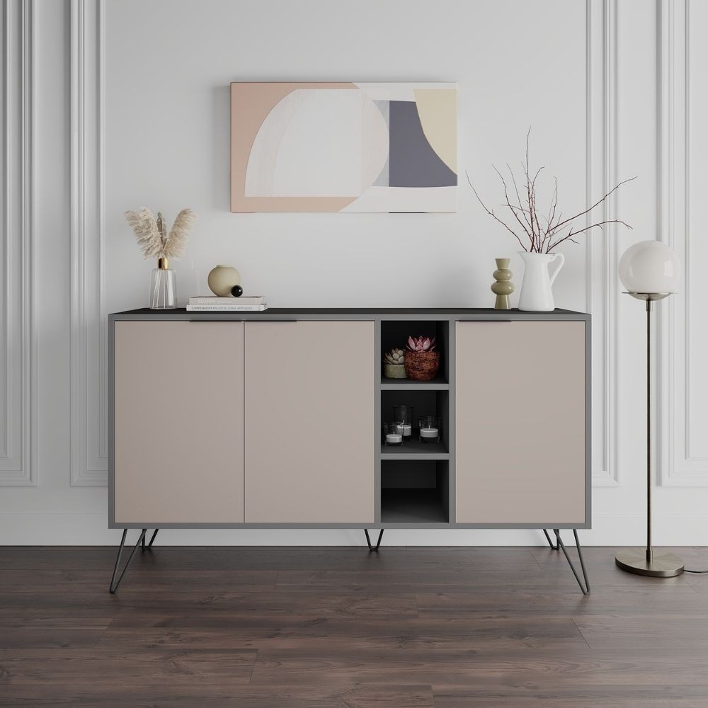 Madia 3 ante Clara 142x35,5x83h colore antracite tortora