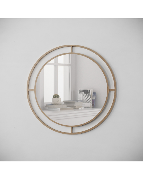 Specchio rotondo con doppia cornice Bubble in metallo colore oro