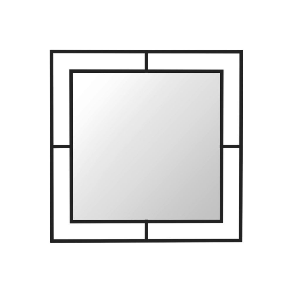 Specchio quadrato con doppia cornice in metallo nero Corner