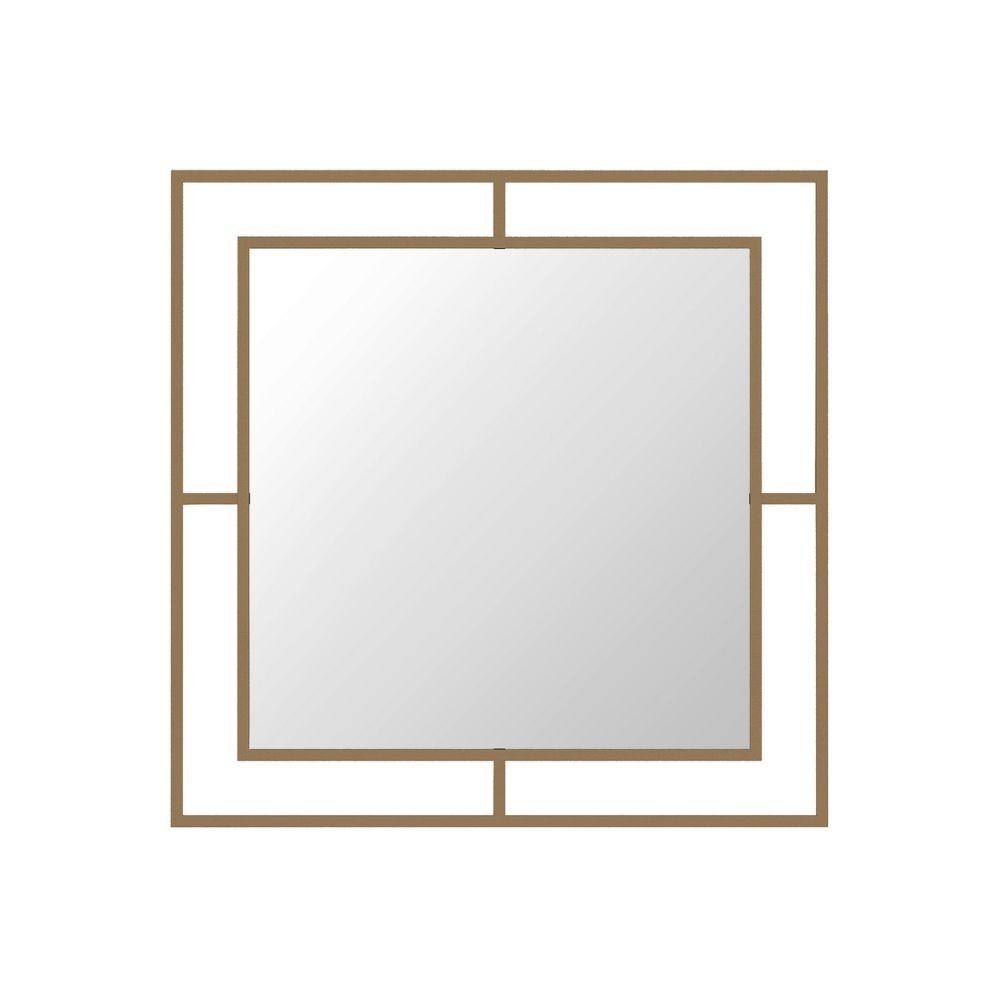 Specchio quadrato con doppia cornice in metallo oro Corner