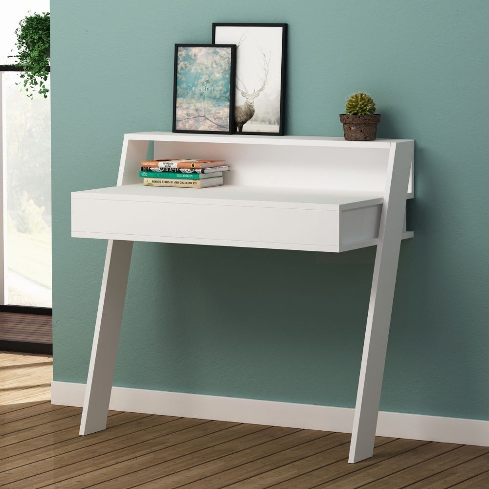 Scrivania da parete con cassetto Cowork 94 cm. colore bianco