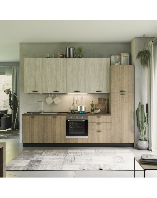 Cucina 300 cm rovere grigio e bianco Rovigno Mira destra