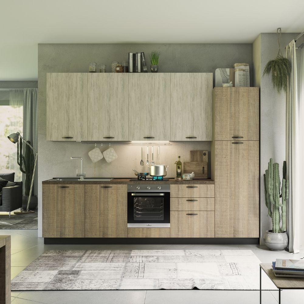 Cucina 300 cm rovere grigio e bianco Rovigno Mira destra