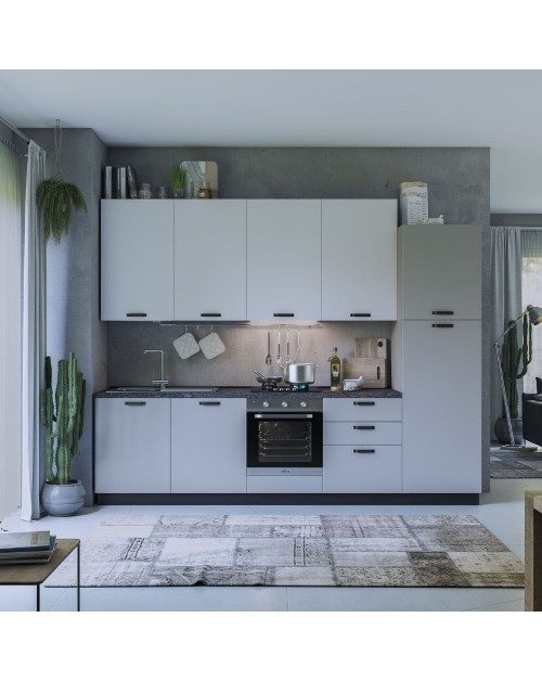 Cucina 300 cm grigio e bianco Rovigno Selene destra