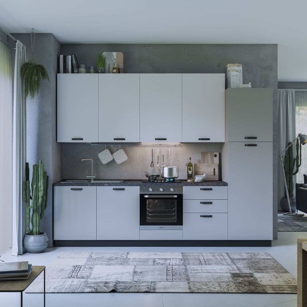 Cucina 300 cm grigio e bianco Rovigno Selene destra
