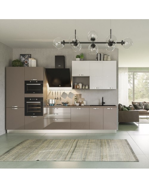 Cucina 360 cm tortora lucido e bianco Zara Glam sinistra