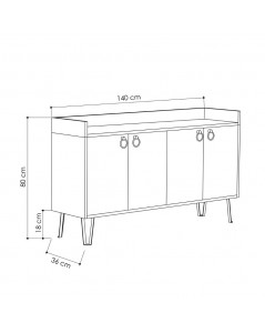 Madia 4 ante Dea 140x36x80 h colore tortora antracite