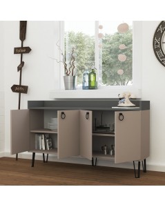 Madia 4 ante Dea 140x36x80 h colore tortora antracite