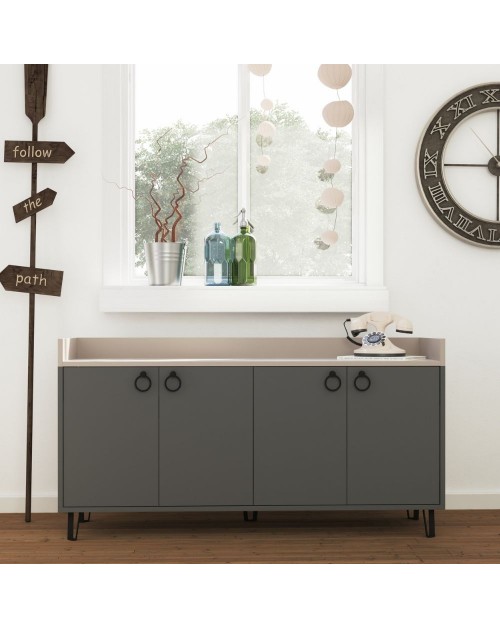 Madia 4 ante Dea 140x36x80 h colore antracite tortora