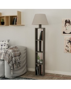 Lampada da Terra con Libreria Giorno 45x163,5 in Legno Colore Noce
