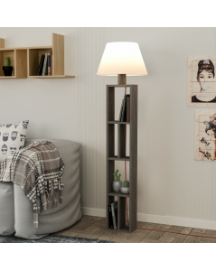 Lampada da Terra con Libreria Giorno 45x163,5 in Legno Colore Noce